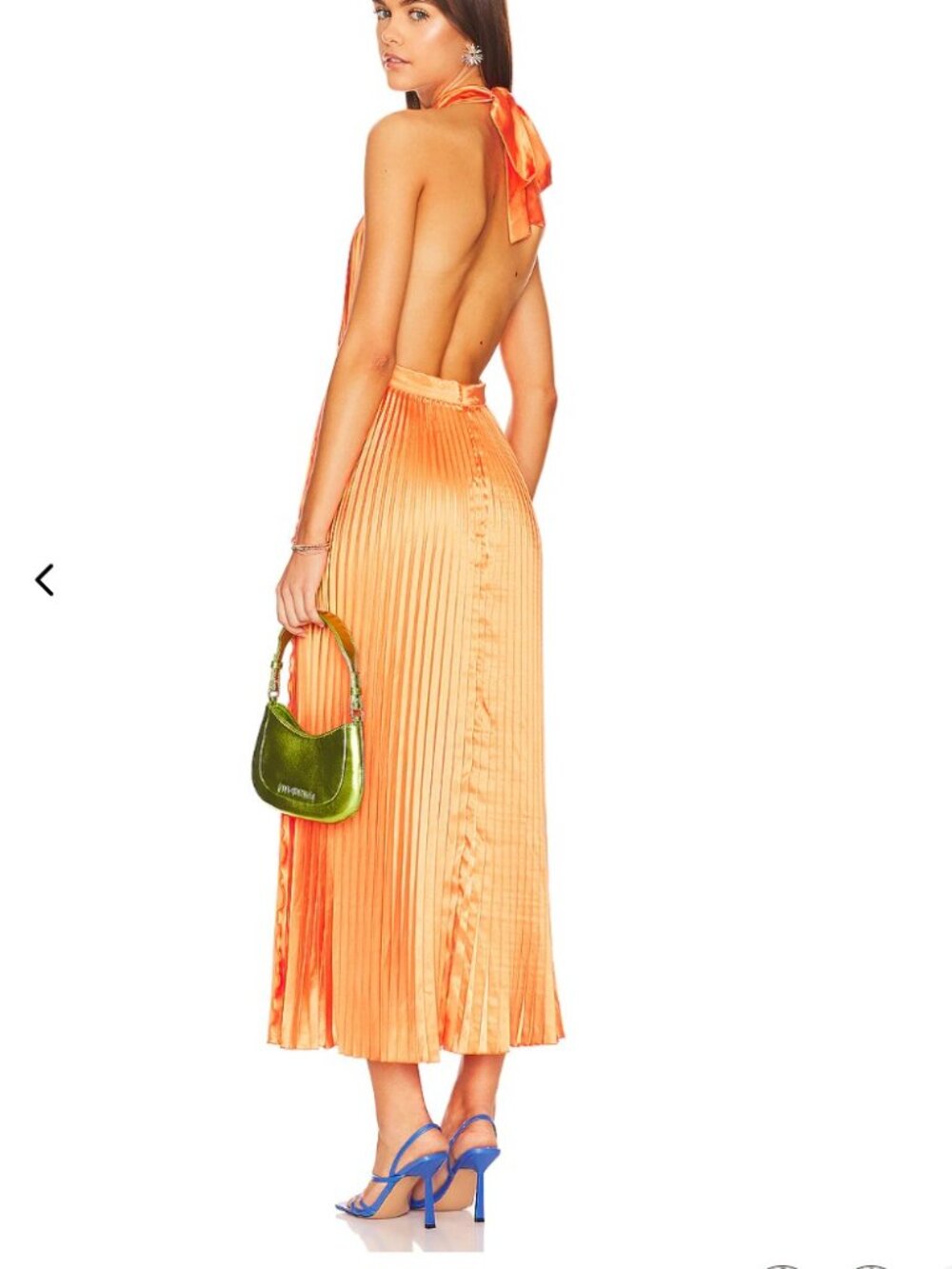 L'IDEE Renaissance Split Gown Tangelo Orange Pleated Halter Formal 6/XS - Picture 4 of 4
